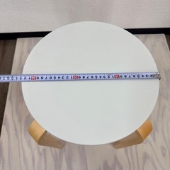 値下げしました【訳あり】木製 丸スツール｜擦り傷あり｜北欧風 ホワイト×ナチュラルの画像