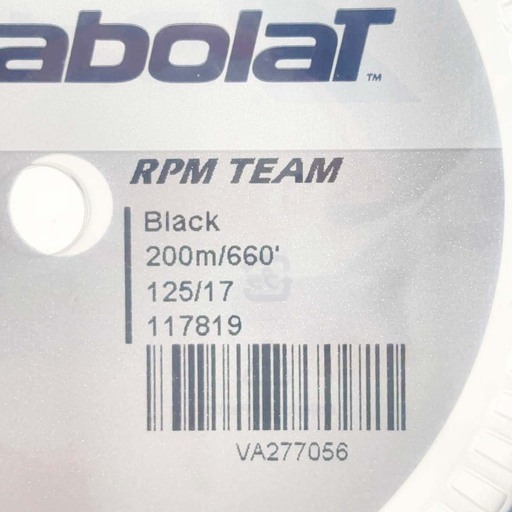 【未使用】バボラ RPM TEAM チーム 125 硬式 テニス ストリング ガット ロール 200m ブラック 243108 BABOLAT 1.25mm