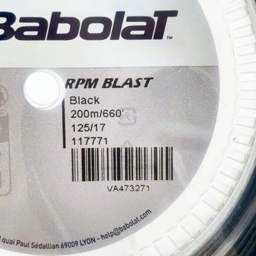 【未使用】バボラ RPM ブラスト BLAST 125 硬式 テニス ストリング ガット 200m ロール ブラック 243101 BABOLAT 1.25mm