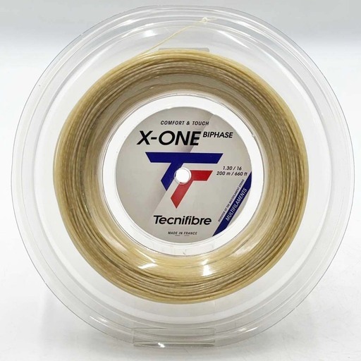【未使用】テクニファイバー Tecnifibre X-ONE BIPHASE 1.30 硬式テニス ストリング ガット ロール エックスワン バイフェイズ 200ｍ ロール ナチュラル 01RXO130XN 1.30mm