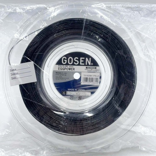 【未使用】ゴーセン エッグパワー16 EGGPOWER 硬式テニス用 ガット ストリング 200mロール ブラック TS1002BK GOSEN 1.30～1.32mm