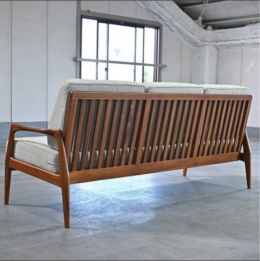 北欧スタイル 超希少 SCANTEAK 最高級 チーク無垢材 格子状3Pソファ