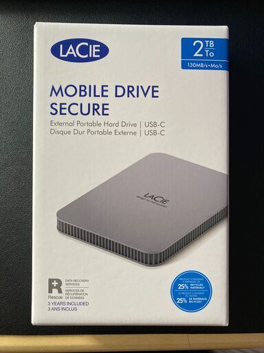 LaCie Mobile Drive Secure USB-C 2TB（Rescue付き）