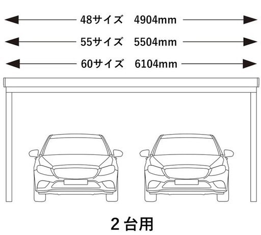 ❸YKKAP2台用カーポート