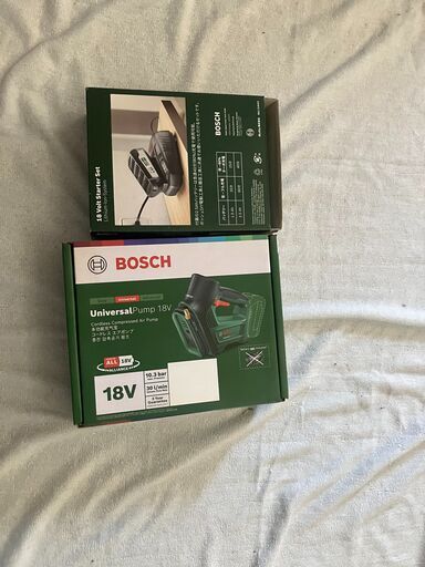 【12,000円・川口市】BOSCH UniversalPump 18V コードレスエアポンプ + 18Vスターターセット（バッテリー・充電器）箱付き