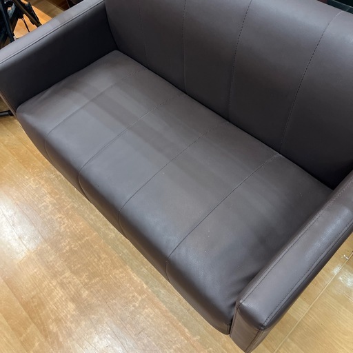 【リサイクル市場エコ伊川谷】2人掛けソファ ダークブラウン W108/H68/D57.5cm 【取りに来られる方限定】
