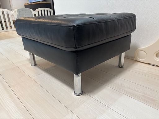 ikea LANDSKRONA　オットマン　黒レザー LANDSKRONA ランズクローナ オットマン, ジューパルプ ダークブルー 