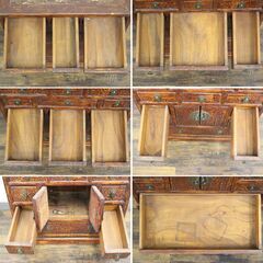 ≪ZR1553ジ≫ 時代物/当時物 薬箪笥 6段/14杯 木製/木工 古民具/古道具 たんす/タンス アンティーク/ヴィンテージ 収納家具/インテリア 現状品の画像