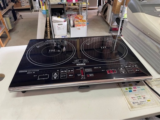 YAMAZEN　山善　2口IH調理器　IHW-S1460G(B)　コンロ　クッキングヒーター　ブラック　稼働確認済　中古　①