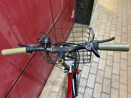 【引渡し決定
】赤色　折りたたみ自転車(折りたたみ式カゴ・ギア付き)