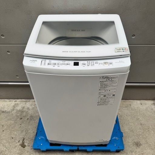 389⭐️2023年製美品★アクア　洗濯機　8KG 大型　インバーター　ガラス扉