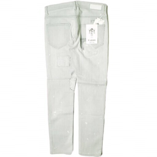 e JEANS イージーンズ 日本製 SLIM 岡山児島 ダメージ＆リペアパッチ加工 ストレッチスキニーデニムパンツ 171201001 1 Majorelle Gray ボタンフライ テーパード ジーンズ 定価38,500円 ボトムス【新古品】【中古】【e JEANS】