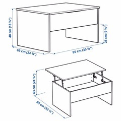 IKEA ÖSTAVALL エスタヴァル リフトアップ　調節可能ローテーブル, ホワイト, 90 cmの画像
