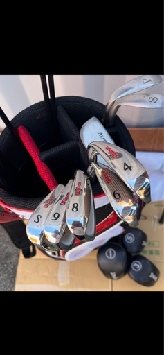 【一式セット】スパルディング　& Wilsonアイアン　イグニオゴルフバッグ