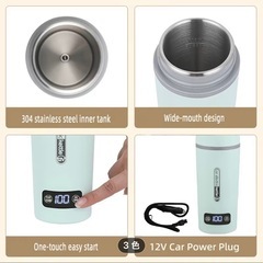 ［未使用品］車用12v電源　4段階温度調整付き電気マグカップ400ml(色グリーン)の画像