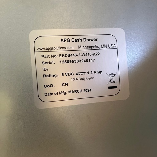 スクエア　キャッシュレジスターAPG EKDS448-2-W410-A22