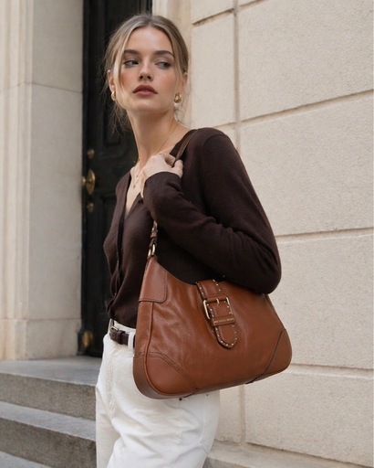 MICHAEL KORS ブラウンレザーショルダーバッグ