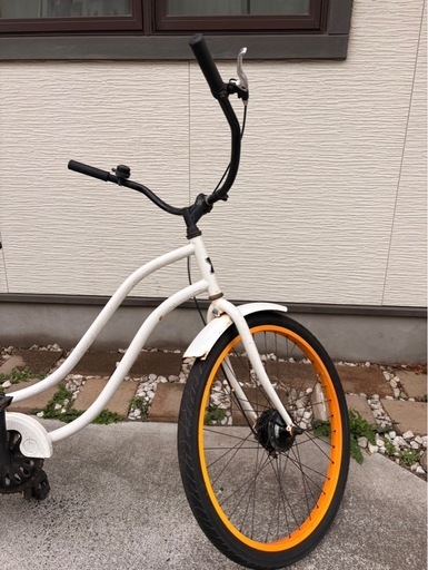 ビーチクルーザー　自転車　ホワイト　オレンジ