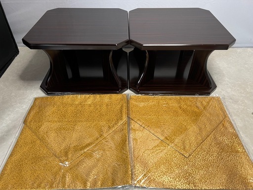 新品 法明燈用飾り台 黒檀調50号 盆提灯 提灯台 打敷付き 2個セット