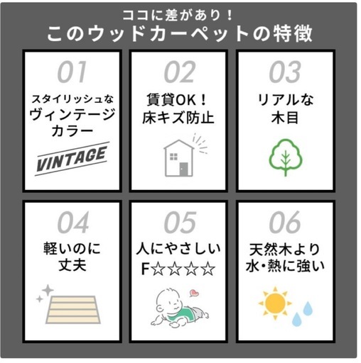 再販✨敷くだけ簡単！ヴィンテージ風ウッドカーペット¥21800→格安