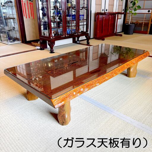 重厚 鉄刀木 タガヤサン 座卓 約152cm 唐木家具 一枚板 無垢 和 重厚 鉄刀木 タガヤサン 座卓 約152cm 唐木家具 一枚板 無垢 和