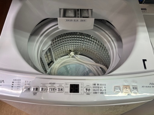 AQUA 洗濯機 7kg カップル ガラストップ AQW-P7N