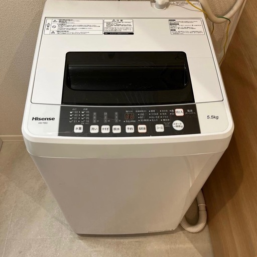 ★ジモティー割あり★5.5kg洗濯機　Hisense　HW-T55C　2021年製　高さ(H)90× 幅(W)49× 奥行(D)49（cm)　【joh1808】 HW-T55C 全自動洗濯機 ホワイト [洗濯5.5kg /乾燥機能無 /上開き] 【お