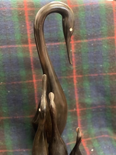 木製 白鳥 親子オブジェ 4点セット 置物 インテリア