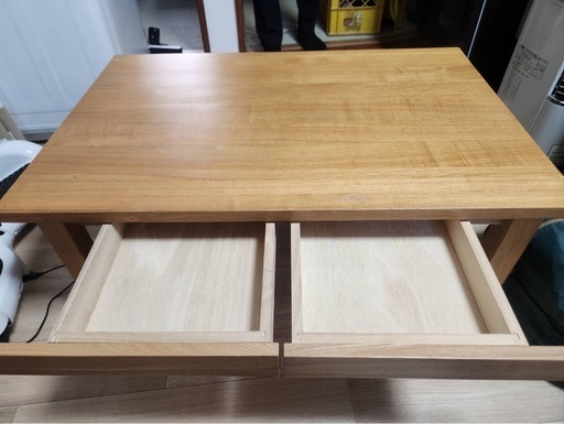 無印良品 木製ローテーブル（タモ材・引出付）幅90cm (買取マクサス