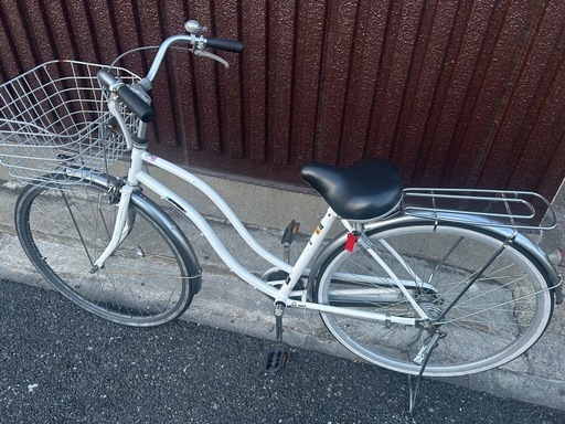 【新生活に！】白色シティサイクル（カゴ・荷台付・運びます！）