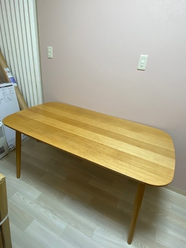 無印良品 オーク材テーブル・丸脚・幅１５０ｃｍ