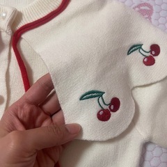 120cm未使用可愛い赤女の子セータースカートセットの画像