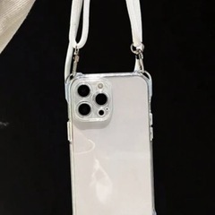【新品】 ネックストラップ付 iPhone16 ケース クリア ホワイト 四隅穴の画像