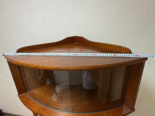 昭和レトロ ミッドセンチュリー 木製コーナーラック 飾り棚 半円型