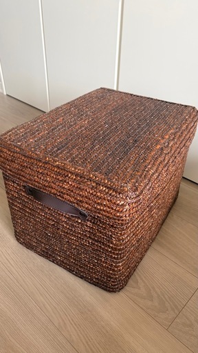 無料】蓋つきカゴブラウンアジアンバスケット収納2個 (よきすけ☆断捨 無料】蓋つきカゴブラウンアジアンバスケット収納2個 (よきすけ☆断捨