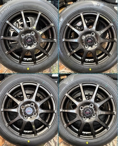 「商談中」⑳155/65R14新品ブリヂストンタイヤ4本と美品中古ホイールとナット付き