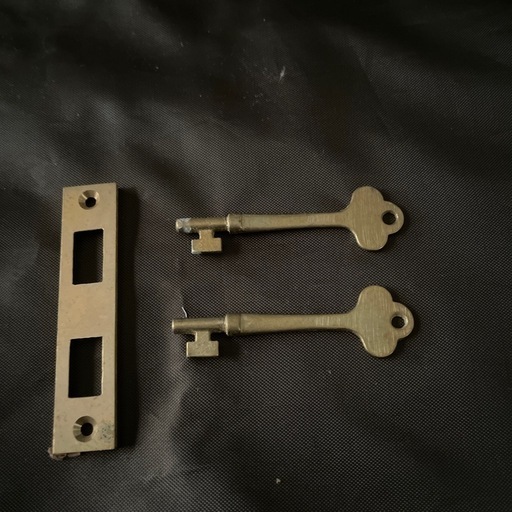真鍮製鍵セット 真鍮製ボックスロック キーセット18 51mm×31mm｜アンティーク家具 