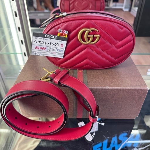 ☆ドリーム荒牧店☆GUCCI グッチ GGマーモント ウエストバッグ レッド