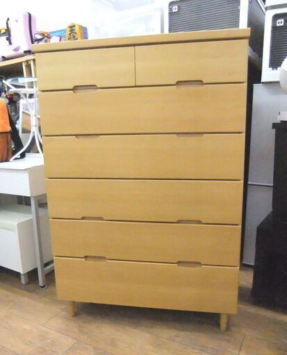 6段チェスト タンス 幅80×奥行45×高さ123.5cm ハイチェスト 衣類収納 木製 箪笥 収納家具 札幌市 厚別区