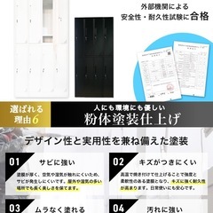 ロッカー 8人用 スチールロッカー 鍵付き おしゃれ 安い ホワイト 収納 スリム 4列2段 白 オフィスロッカー の画像