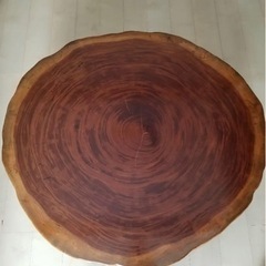 一枚板 座卓 無垢 天然木 直径約90cm 高級 円形 ローテーブル」の画像