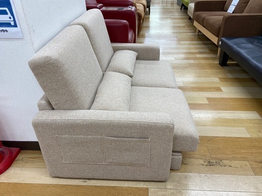 【トレファクラパーク岸和田店】2人掛けソファー  ファブリック ライトグレー
