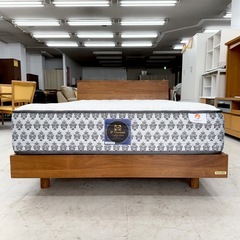 【超美品‼️】定価30万♪ シーリー×フランスベッド セミダブルベッド チタンコレクション クラリスファーム 木製ナチュラルブラウン♪の画像