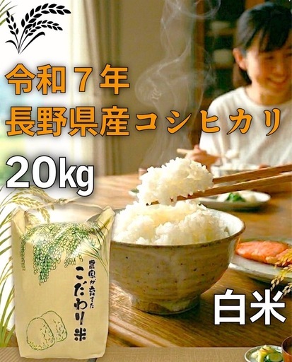 R7年 長野県産コシヒカリ 20kg玄米 低農薬/農家直送 アルプスの恵み