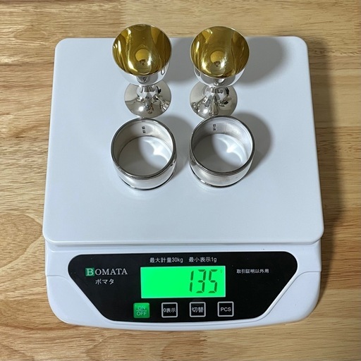 銀製 銀杯 ゴブレット 馬上杯 ナプキンリング 合計：134g 銀盃 銀製品 現状品 つぶし シルバー 刻印あり 銀製 銀杯 ゴブレット 馬上杯 ナプキンリング 合計：134g 銀盃 銀製品