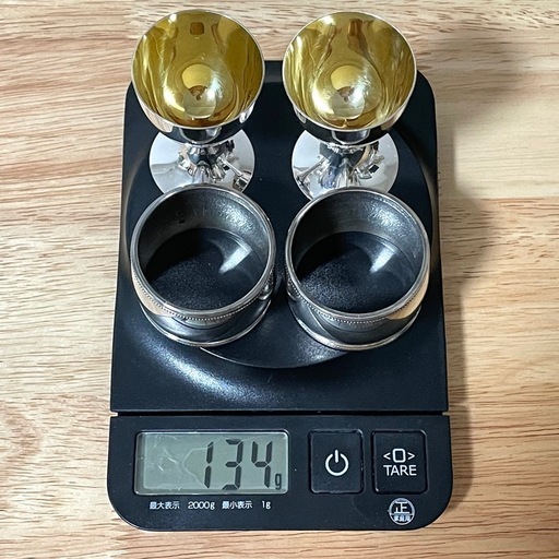 銀製 銀杯 ゴブレット 馬上杯 ナプキンリング 合計：134g 銀盃 銀製品 現状品 つぶし シルバー 刻印あり 銀製 銀杯 ゴブレット 馬上杯 ナプキンリング 合計：134g 銀盃 銀製品