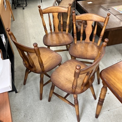 川2604-720 ダイニングテーブルセット バタフライタイプ 椅子4脚付き ※バラ売り不可 キズ汚れ多数