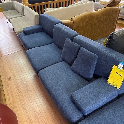 【ジャングル深井店】3人用ソファー ブルー 青 家具 リビング家具 堺市 深井【FU602】