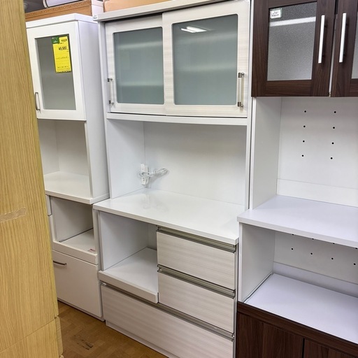 【ジャングル深井店】食器棚 ホワイト 白 システムキッチンボード 収納家具 キッチン家具 堺市 深井【FU595】