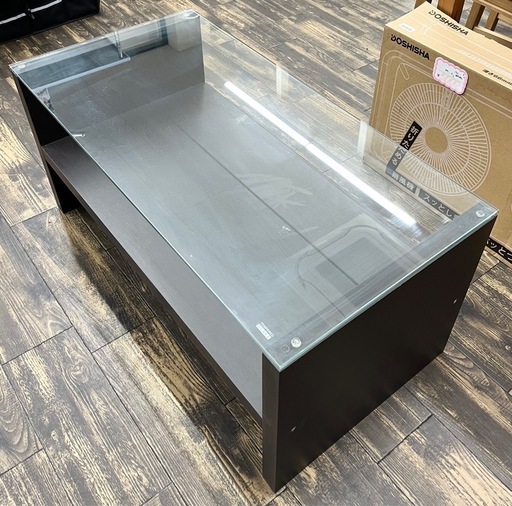 センターテーブル ローテーブル ガラス天板 茶 中古品 センターテーブル／茶／ガラス天板／ローテーブル | 宇都宮の